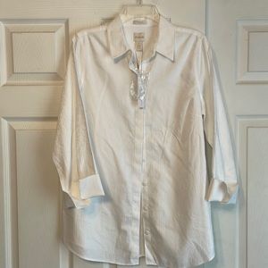 Chicos size 1 No Iron Cotton 3/4 Sleeve White Shirt